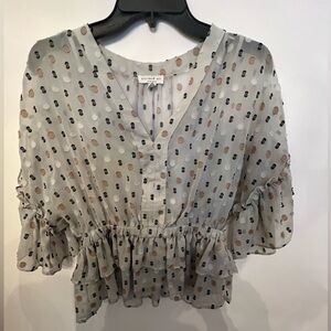 CURRENT AIR LOS ANGELES SHEER  V NECK  TOP. SIZE SMALL WITH ATTACHED CAMISOLE